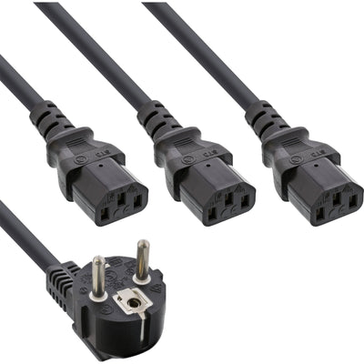 Inline Cable Power And 1 Plug Type F a 3 Plugs IEC Black Version 1 (2M+1/2/3M) — image 1