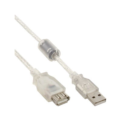 Inline Cable Extensión USB 2.0 Transparent Type a Male a Female With Estrangulador Ferrita 2M — image 1
