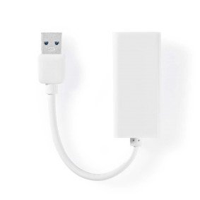 Nedis Usb-adapter USB 3.2 Gen 1 USB-A Connector Male RJ45 Connector Female 1Gbps 0.20M Round Vernickelt Abs Wh — image 1