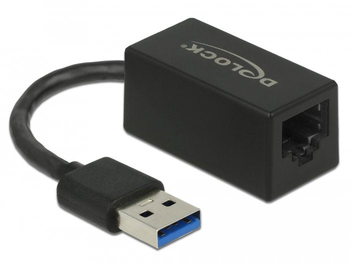 Delock Adapter Superspeed USB (USB 3.2 Gen 1) With USB Tipo-a Male Gigabit LAN 10/100/1000Mbps Compacto Black