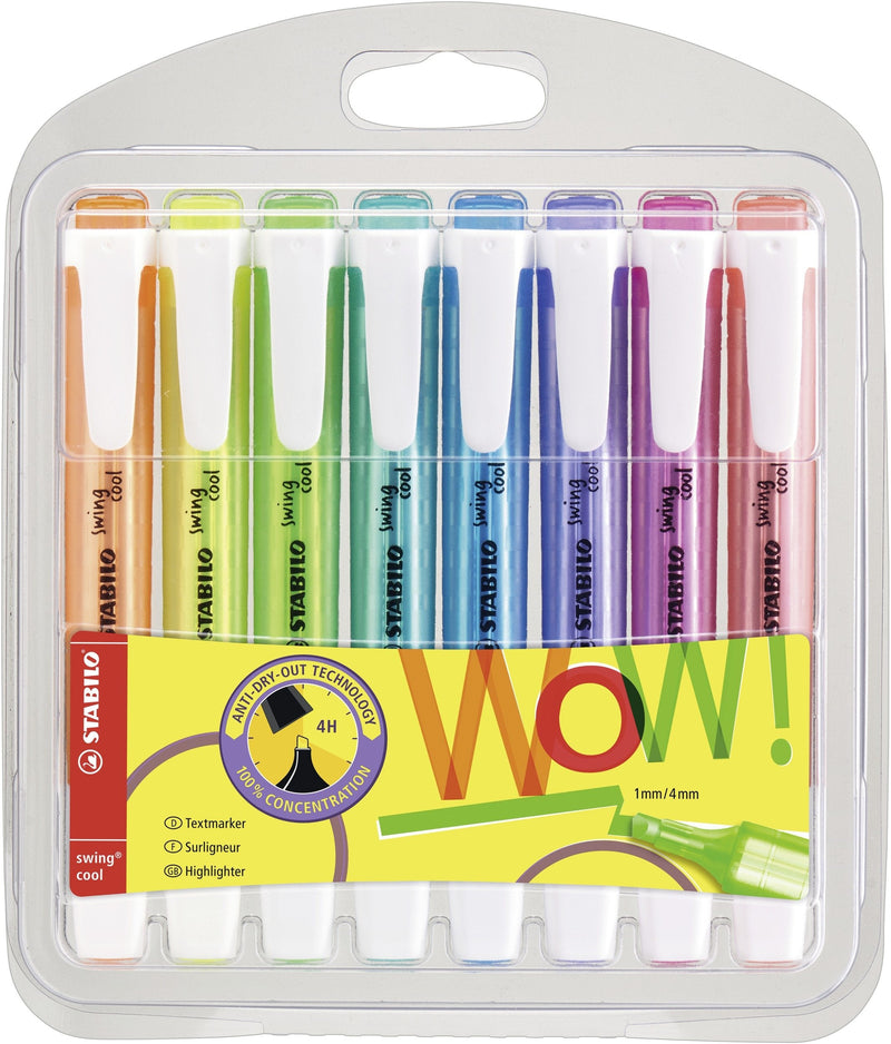Stabilo Swing Cool Pack 8 Marcadores Fluorescentes - Body Flat - Punta Biselada - Trazo Entre 1 And 4MM - Ink