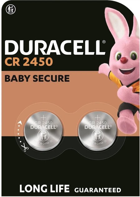 Duracell Battery Button CR2450, 3V Blister 2 Units