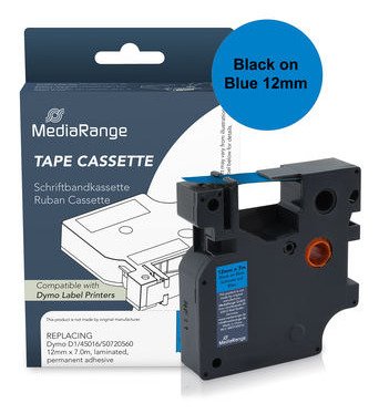 Mediarange Tape Labeller Komp. Dymo 12MMX7M Sw/Blue