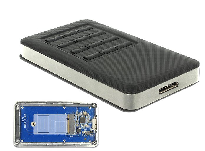Delock Housing External M.2 Key B 42MM SSD Connector USB 3.0 Type Micro-b, Housing Unit 42594