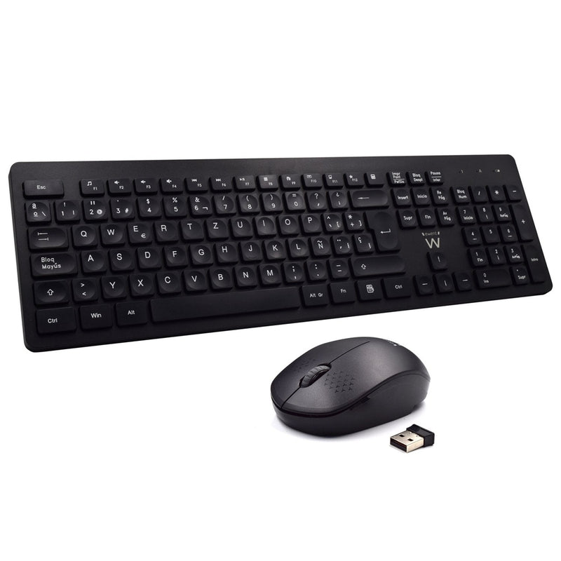 Ewent Pack Keyboard + Mouse Inalambricos - Receptor USB-A 2.4HZ - 1000DPI - Disposicion Portuguesa QWERTY Pt -
