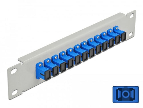 Delock 10 Patch Panel Fibre Optic 12 Ports Sc Simplex Blue 1 U Grey — image 1