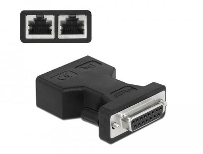 Delock Adapter D-sub 15 Pin Female a 2 X RJ45 Female — image 1