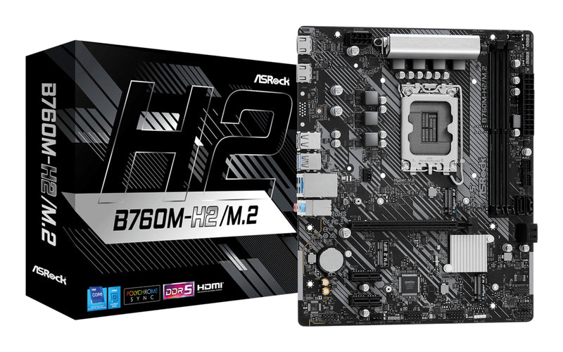 Asrock Board B760M-H2/M.2 Intel B760 1700 microATX 2 DDR5 2 HDMI 2.5G LAN PCIE4 2X M.2