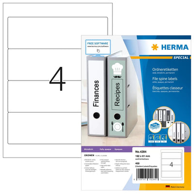 Herma Labels Ring Binder 61,0 X 192,0MM White — image 1