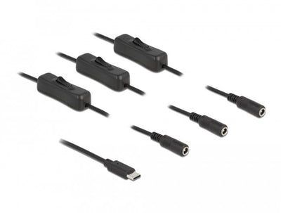 Delock USB Cable Type-c™ Connector Male a 3 X DC 5,5 X 2,1MM Connector Female With Switch 1M — image 1
