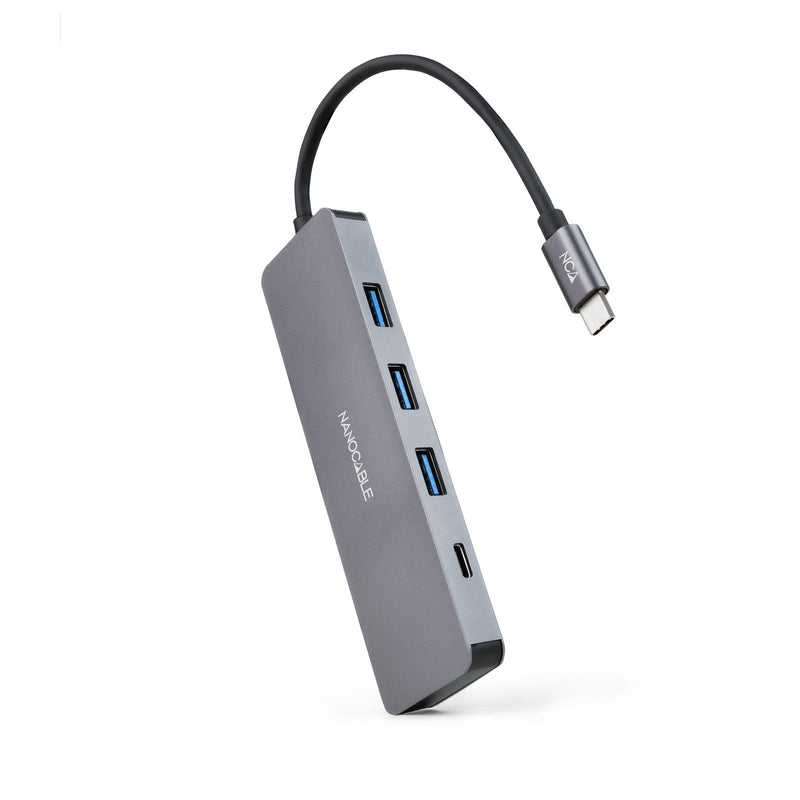 Nanocable Hub USB-C/M a 3XUSB3.0/H + 1x USB-C/H - 10CM - Aluminium