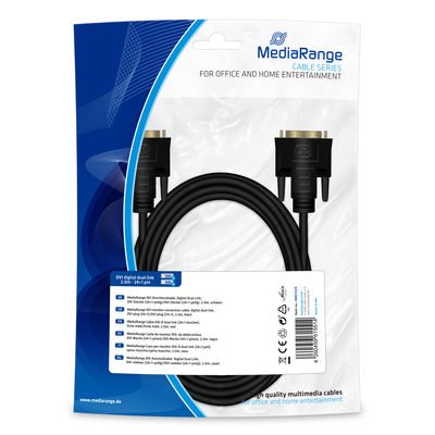 Mediarange DVI Cable Connection 2X Div (24 + 1-POLOS) 2M Black