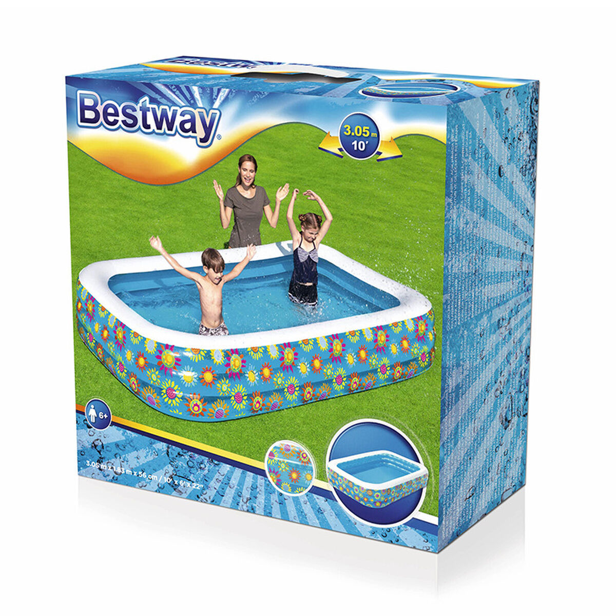 Bestway Inflatable Paddling Pool For Children Bestway 636 L 254 X 168 X 102 Cm Basketball