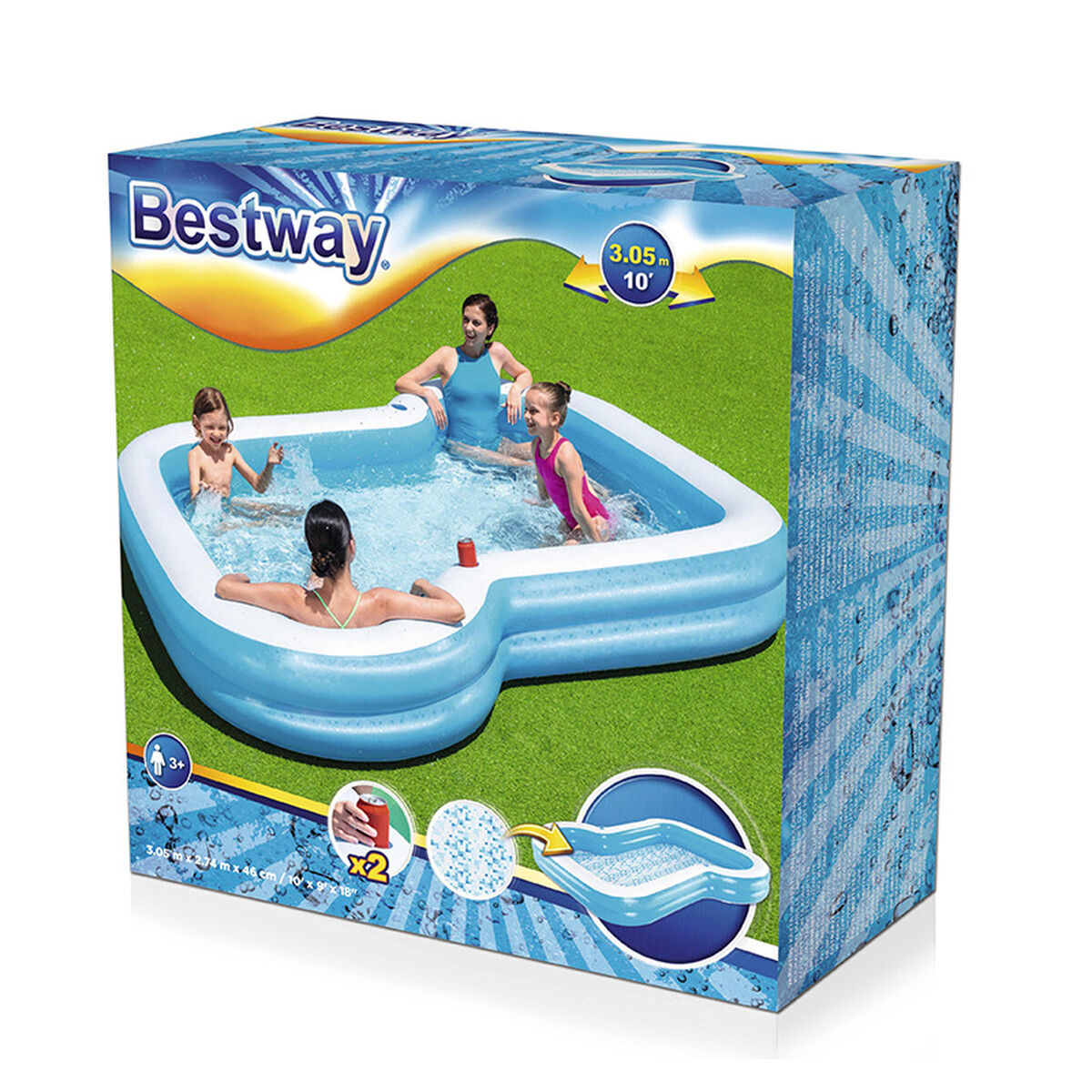 Bestway Inflatable Paddling Pool For Children Bestway Multicolour 305 X 274 X 46 Cm