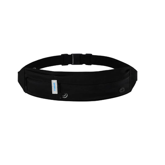 Waterfly Running Waist Bag 3.0 Black Unisex Lycra 1L with Reflectors & Headphone Output