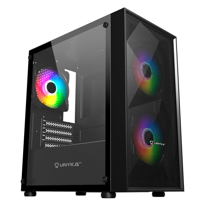 Unykach Mir B200 Box Gaming microATX, Mini ITX - Side Glass Tempered - 3.5, 2.5 - USB-A 2.0, 3.0 And Audio - 3