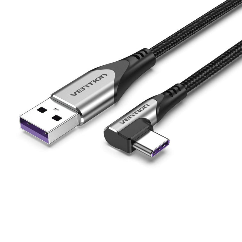 USB-C Male Right Angle To USB 2CABL.0-A Male 5A Cable 1M Gray Alumi