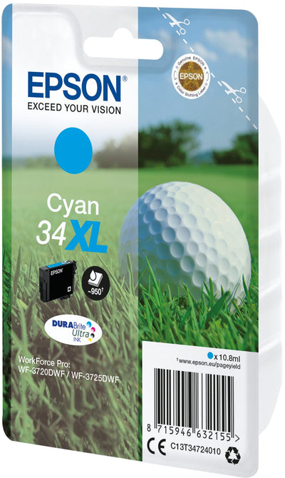 Epson Genuine Ink 34XL Cyan Workforce Pro WF-3720, WF-3720DWF, WF-3725DWF — image 1