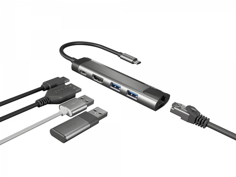 Natec Multiport Fowler Go USB-C - Hub USB 3.0 X2 HDMI 4K USB-C Pd RJ45