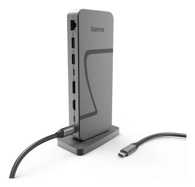 Hama Essential Hub USB 2.0/3.2 - Power Maxima 140W - USB Cable -c 40CM - LAN Ethernet 2.5Gbps - DisplayPort 8K