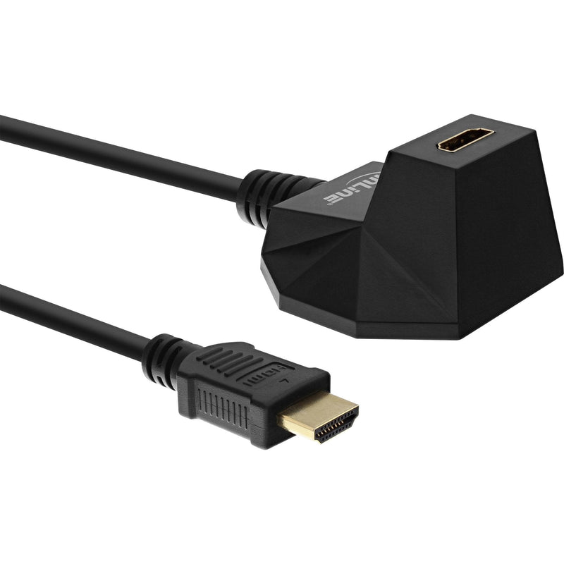 Inline Estación HDMI , HDMI Cable With Ethernet, M/F, Black Contactos Dorados, 1M