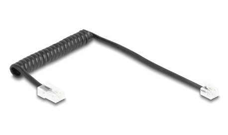 Delock Cable Telefónico Cable Espiral RJ11 Connector Male a RJ45 Connector Male Black 1M — image 1