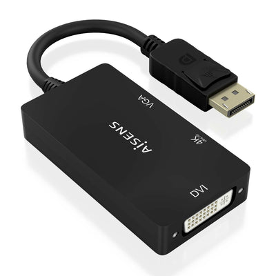 Aisens Converter DisplayPort V1.2A VGA/DVI/Hdmi, DP 1.2/M-VGA/H-DVI/H-hdmi/H 4K, Black 15CM — image 1
