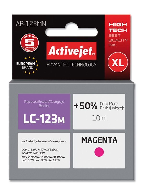 Activejet Ink AB-123MN (reemplazo Brother LC123M / 121M - Supreme - 10ML - Magenta