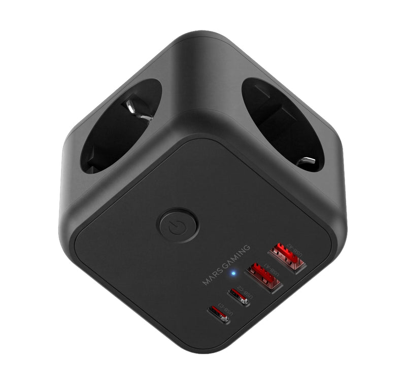 Mars Gaming Wall Charger Md CUBE20 20W 3X Schuko 2x USB Type-c 2x USB Type a Black