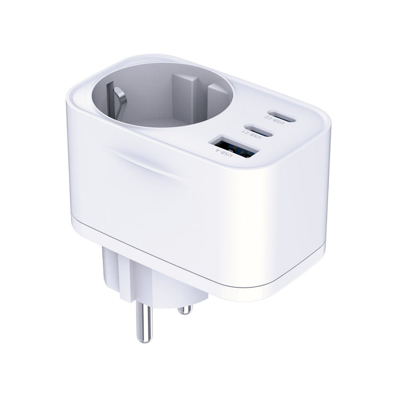 Adapter Sieciowy Hyper Charger 30W 1x USB-A 2x USB-C 1X Schuko Pd Qc 3.0 Bialt
