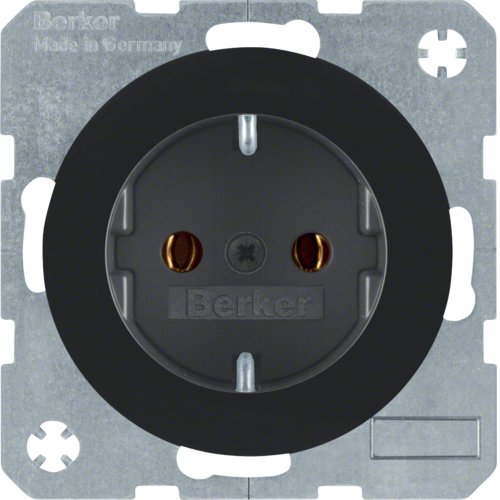 Berker 47432045 Socket Power Schuko R.1 R.3 Black Glossy — image 1