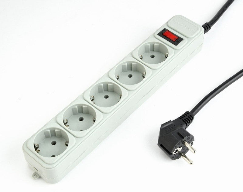 Gembird SPG3-B-10C Power Strip Plugs 5 Plugs (schuko), 3M, Grey