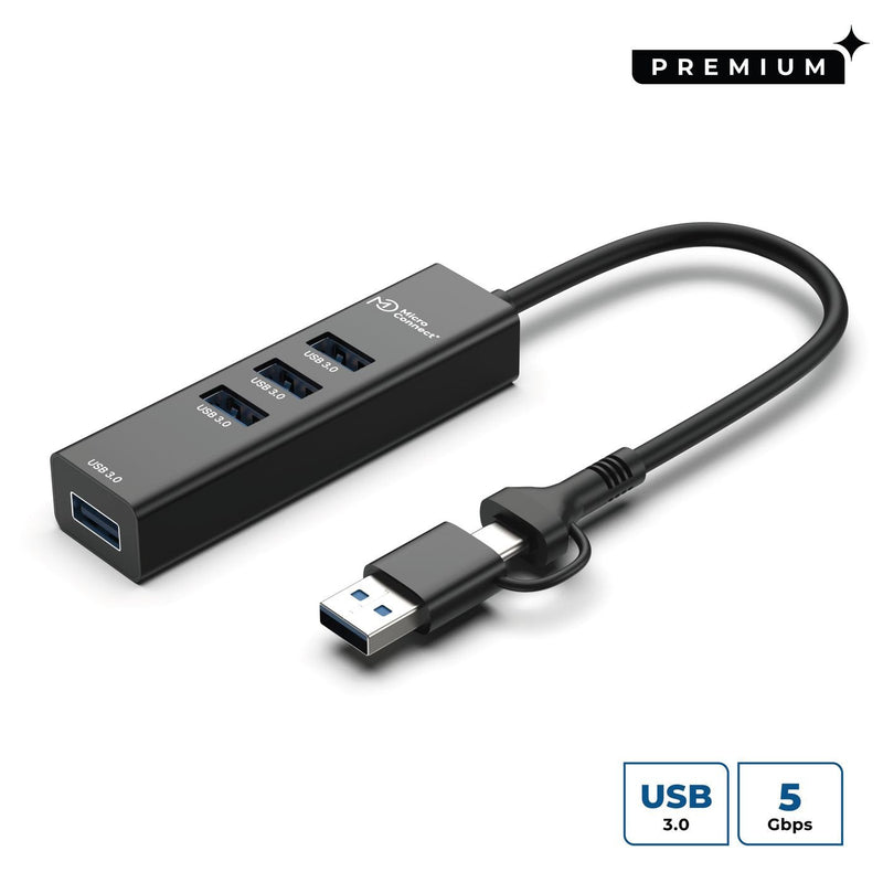 Microconnect USB 3.0 Hub 4-PORT With USB-C - & a Connectors, 5Gbps, 0,15M