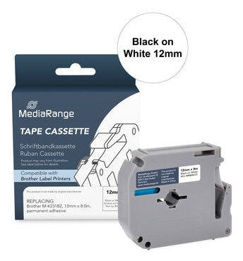 Mediarange Tape Labeller Brother M-K231BZ 12MM, 8M Sw/Ws — image 1