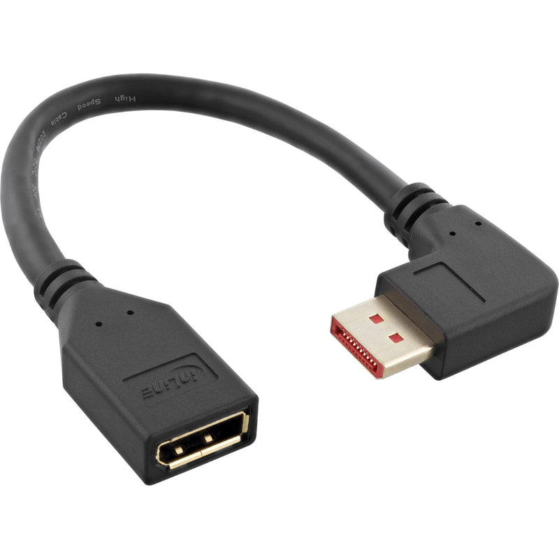 Inline Adapter DisplayPort 1.4M/H, 8K4K, Ángulo a Derecha, Black/Gold 0,15M