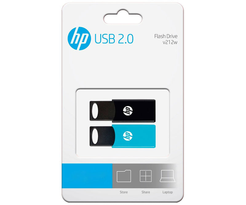 HP USB Flash Drive Pack 2 USB Flash Drive 64GB USB 2.0 V212W Black/Blue