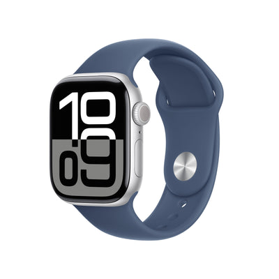 Apple Watch Series 10 GPS + Cellular 42MM Silver Aluminium Case With Denim Sport Band - S/M — image 1