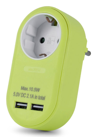 Entac Adapter Plug + 2x USB-A Lime — image 1