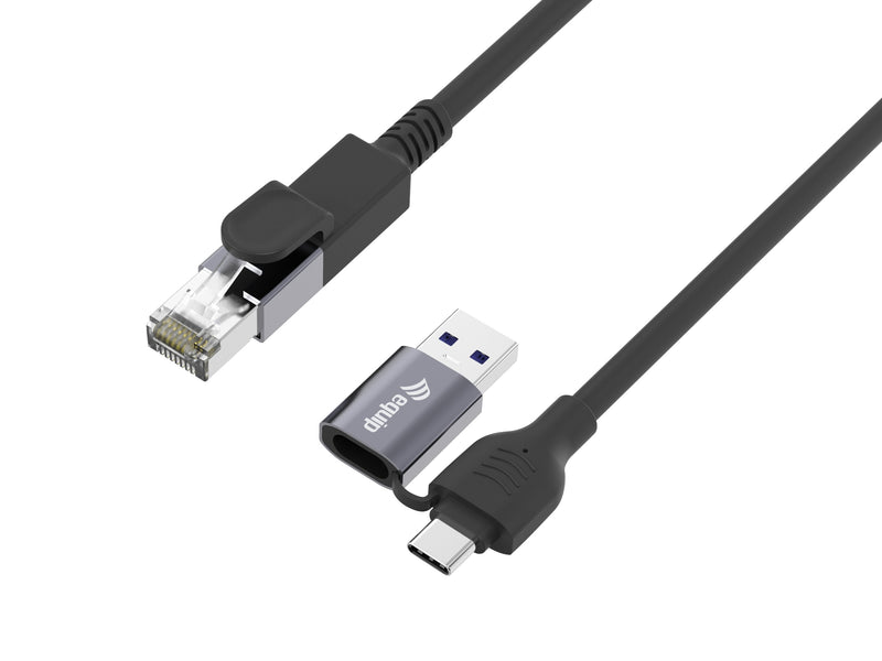 Equip Adapter Gigabit USB-C + A-RJ45 M/M 1.00M Black