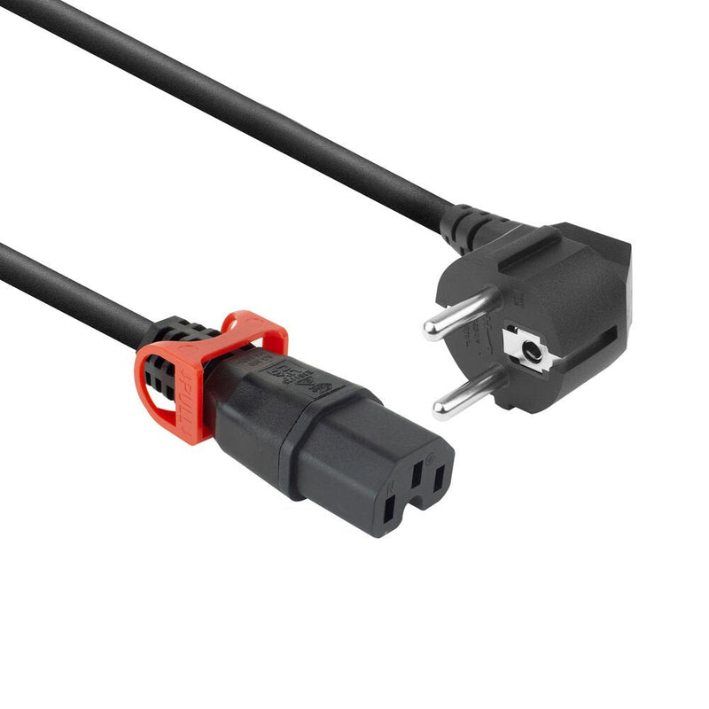 Powercord Schuko Cee 7 Male (angled) - C15 IEC Lock + Black 3M, EL605S