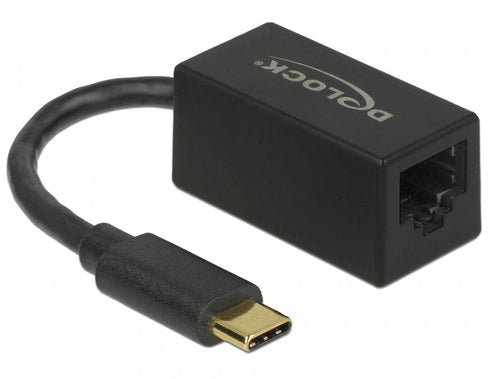 Delock USB Type-c™ Network Adapter Gigabit LAN 1 X RJ45 Compacto Black Asix — image 1