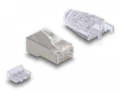 RJ45 Modularer Plug With Gebogener Rastnase CAT.6 And Knickschutztülle 50ER Set — image 1