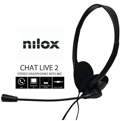 Nilox Headphones Microphone Control Vol Black Alambrico — image 1