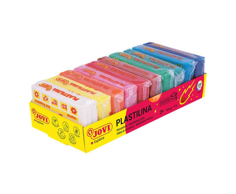 Jovi Pack 10 Pastillas Plastilina 50GR - 100% Vegetal - Muy Moldeable - No Se Seca - Colours Mezclables - Colo