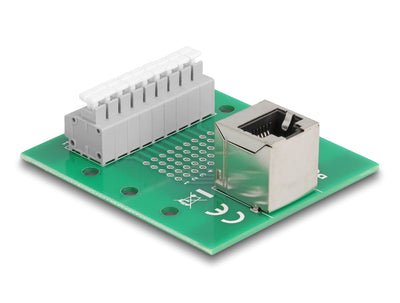 Delock 66993 RJ45 Female a Bloque Terminals With Pulsador Carril Din Ángulo — image 1