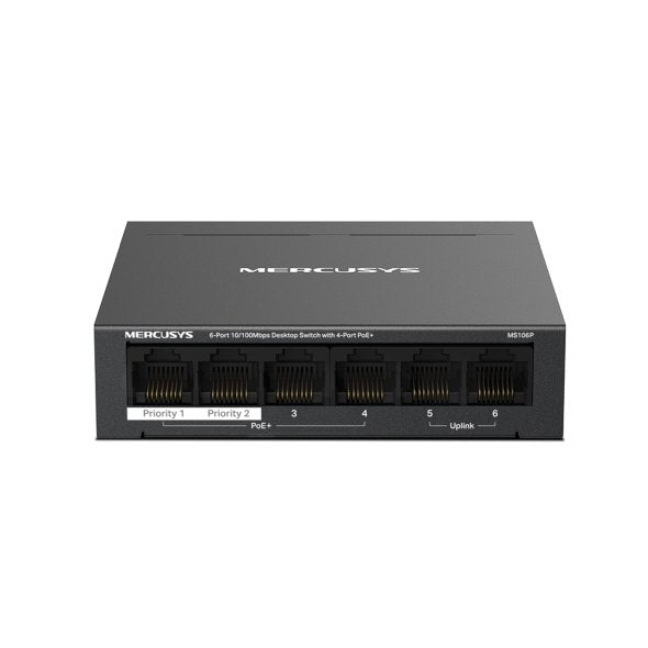 Mercusys Switch PoE + No Gestionable MS106P 6P 6x RJ45 100Mbps PoE + 40W 250M
