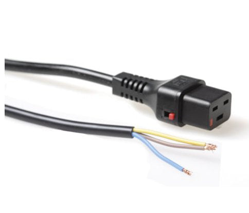 Powercord C19 IEC Lock - Open End Black 3M, PC1175