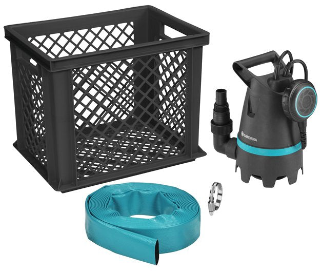 Gardena Pump Sumergible Aguas Sucias 10500 Basic, Kit Inundación, Sumergible/Pump Presión Black/Turquesa, 400W