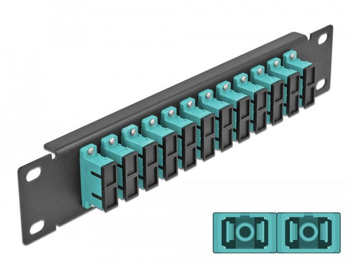 Delock 10 Patch Panel Fibre Optic 12 Ports Sc Duplex Aqua 1 U Black — image 1