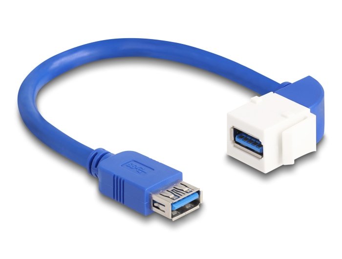 Delock Keystone Modul USB Cable 5Gbps Typ-a Buchse Zu USB Typ-a Buchse 90° Gewinkelt 20CM Blue